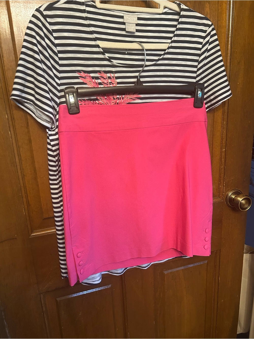 Chico's Hot Pink Mini Skirt with Side Button Detail